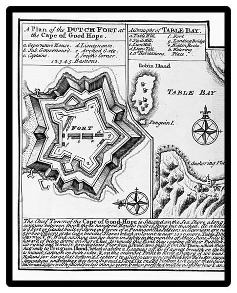 A Plan of the Dutch Fort at the Cape of Good Hope and A Draught of Table Bay (engraving)