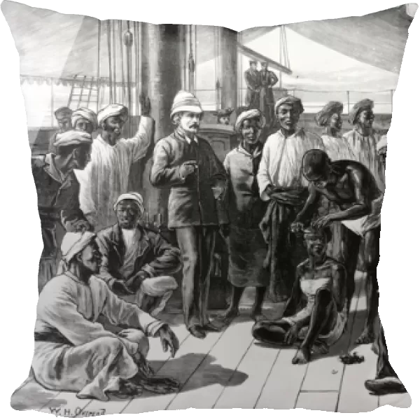 Mr Stanley and some of his African followers on board HMS Industry, published in