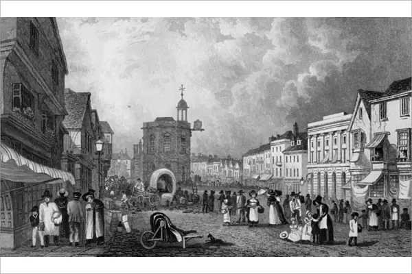 High Street, Maidstone, A Market Day, engraved by S. Lacey, published 1832 (engraving)
