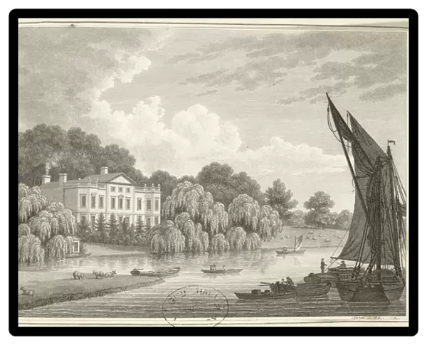 Country House with Lake and Boats (print)
