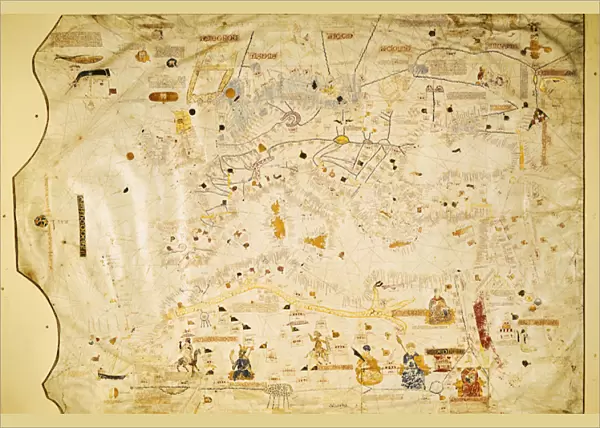 Map of Charles V, Map of Mecia de Viladestes, a portulan of Europe and North Africa