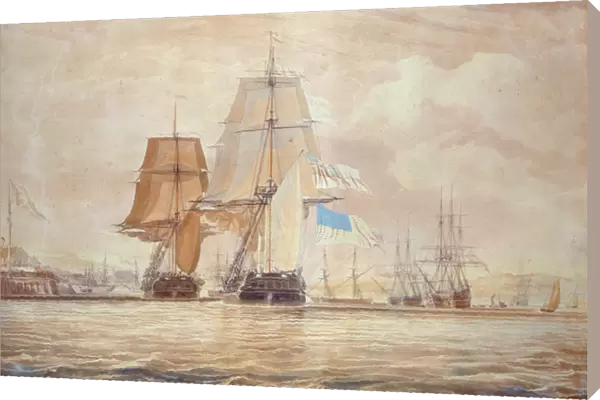 HMS Shannon leading the Chesapeake into Halifax Harbour, 1813 (w  /  c)