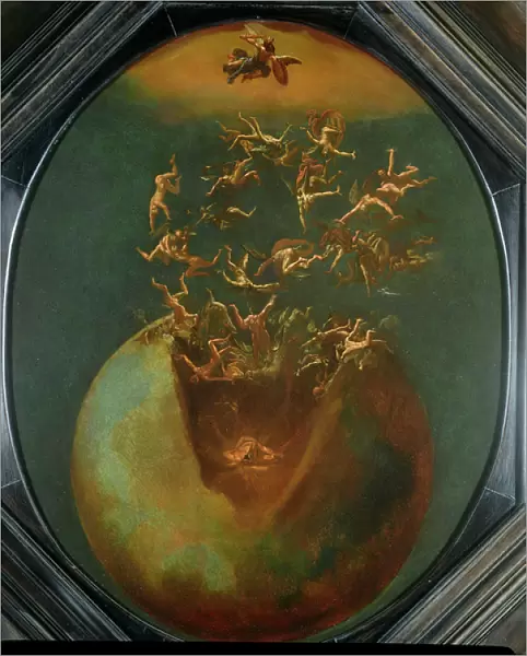 Fall of Satan and the Rebel Angels from Heaven (oil on silvered copper)
