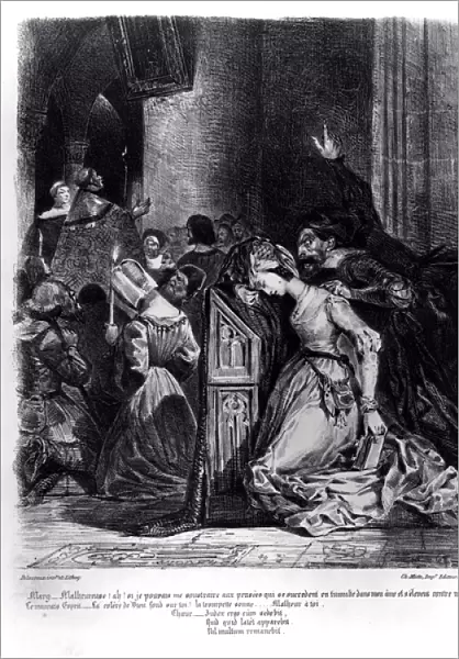 Marguerite in the Church with the Evil Spirits: illustration from Faust by Goethe