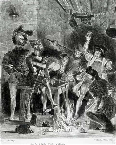 Mephistopheles and the Drinking Companions, from Goethes Faust, 1828, (illustration)