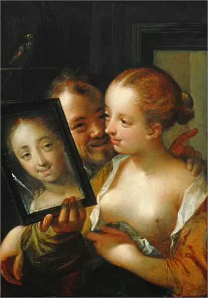 Laughing Couple with a mirror, 1596