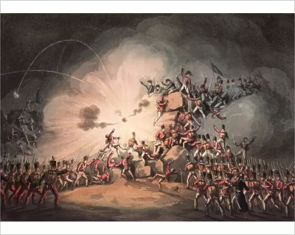 Storming of Ciudad Rodrigo, 19th January, 1813 aquatinted by Thomas Sutherland (b