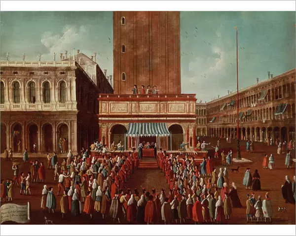 Public Lottery at the Loggetta, the Piazza San Marco, Venice (oil on canvas)