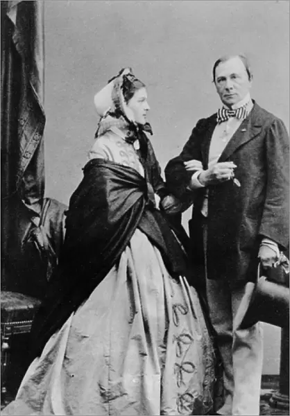 Emile de Girardin and his wife Delphine Gay, c. 1850 (b  /  w photo)