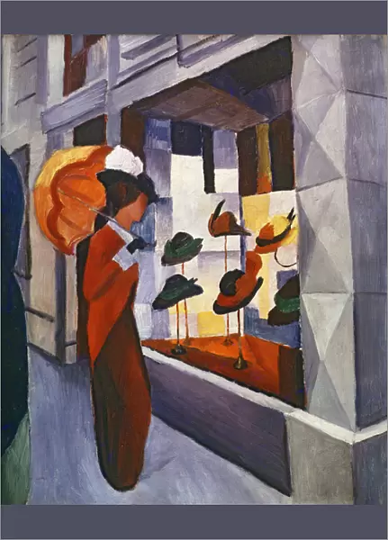 In front of the Hat Shop, 1914 (oil on canvas)