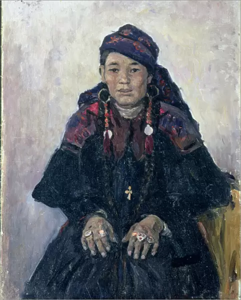 Portrait of a Cossack Woman, 1909 (oil on canvas)