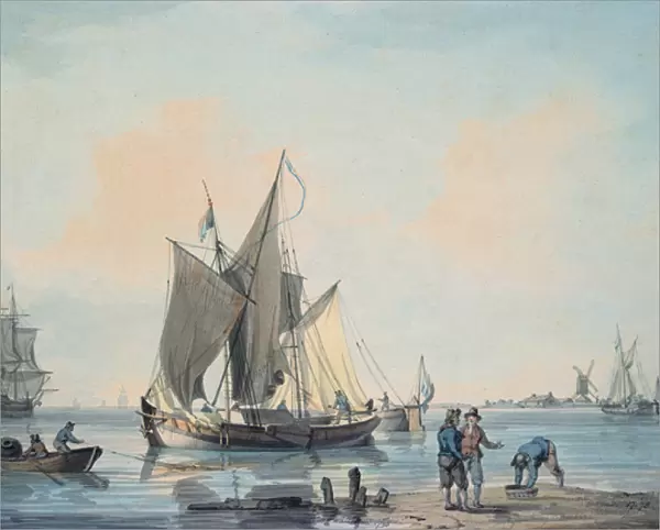 Coast Scene, with shipping and figures