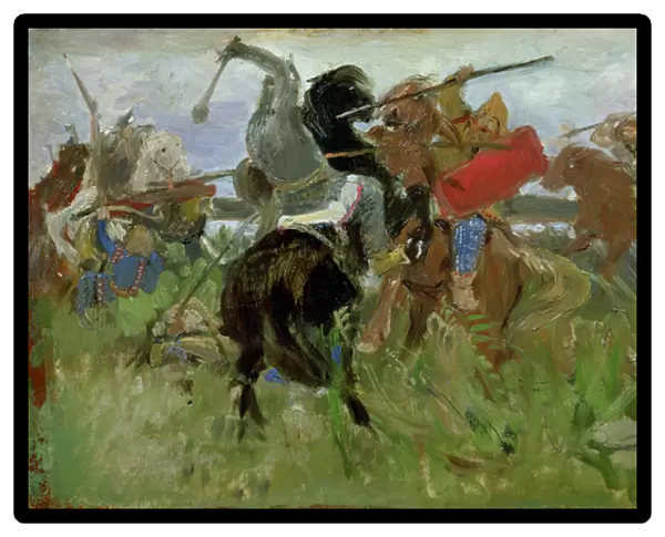 Battle between the Scythians and the Slavonians, 1879 (oil on canvas)
