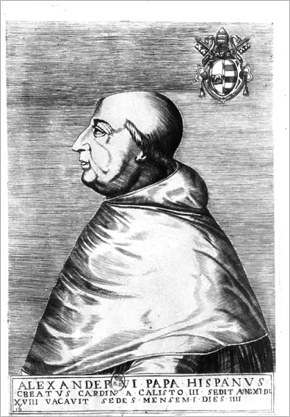 Portrait of Pope Alexander VI (1492-1503) 16th-17th century (engraving) (b  /  w photo)