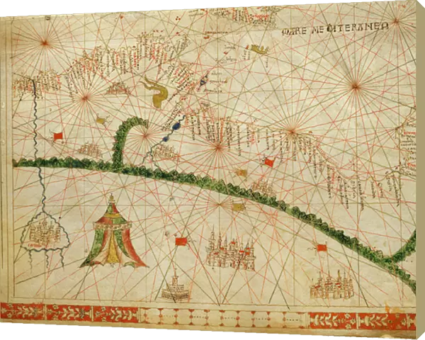 North Africa, from a nautical atlas, 1520 (ink on vellum) (detail from 330916)