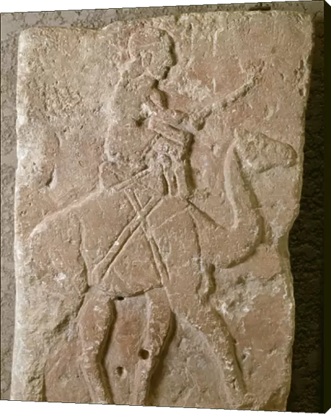 Slab with Dromedary Rider, Tell Halaf, Northern Syria (limestone with red paint)