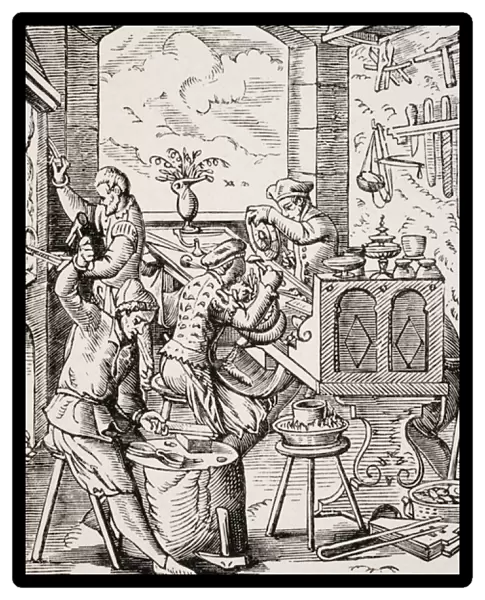 Goldsmith, reproduction of 16th century woodcut by Jost Amman, 19th century