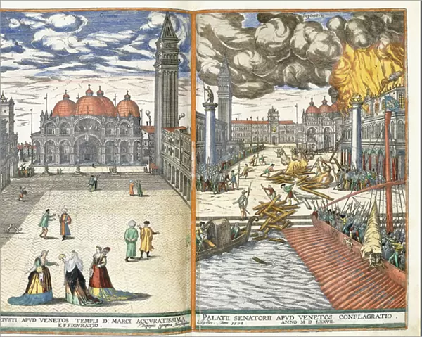 The Piazza San Marco and The Conflagration of the Palazzo Senatorii, c