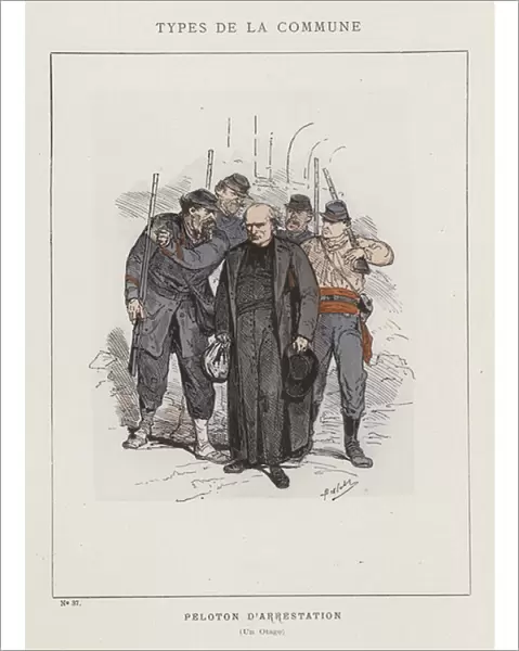 Peloton d Arrestation, Un Otage (coloured engraving)