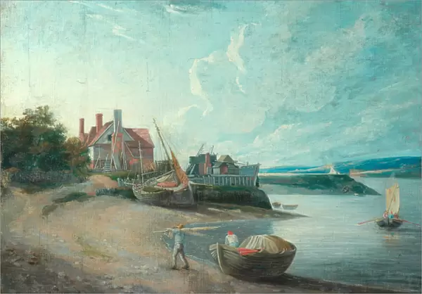 River Scene with Boats, 1815 (oil on canvas)