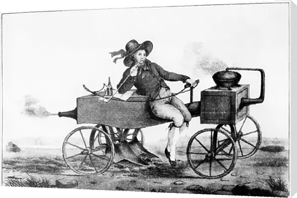 Steam plough, 1850 (engraving) (b  /  w photo)