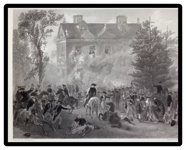 The Battle of Germantown at Chew House in 1777, engraved by Robert Hinshelwood (1812-c