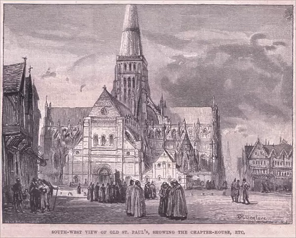 South west view of old St Pauls (litho)
