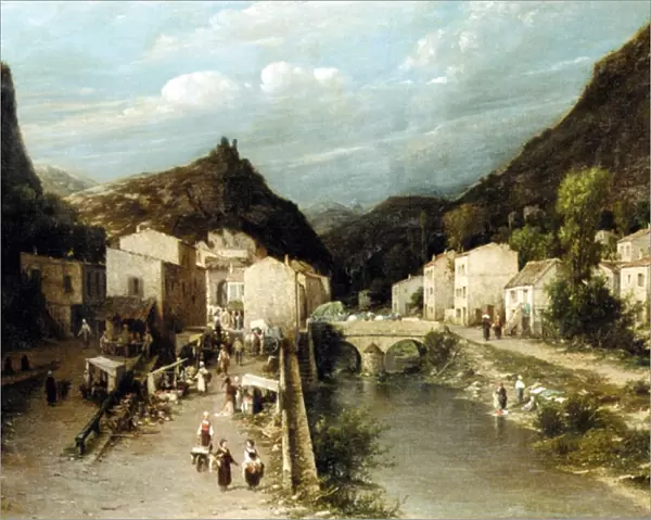 A Mountain Village, Italy (oil on canvas)