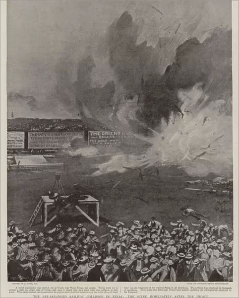 The Pre-Arranged Railway Collision in Texas, the Scene immediately after the Impact (litho)