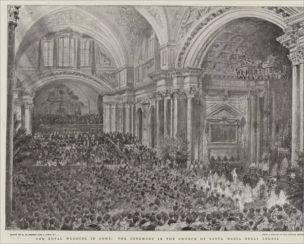 The Royal Wedding in Rome, the Ceremony in the Church of Santa Maria Degli Angeli (engraving)