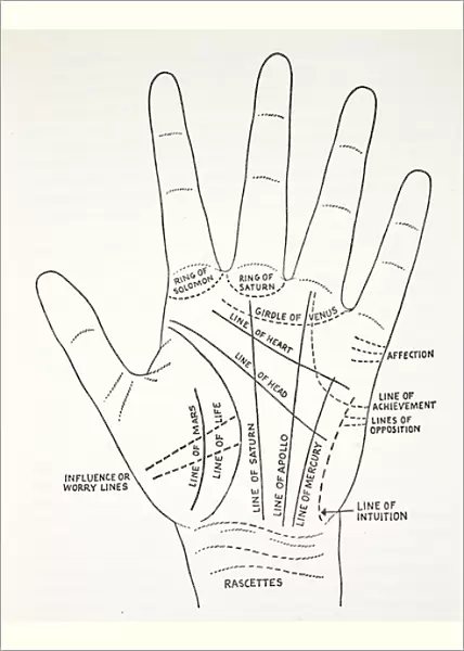 Basic Lines and lesser lines of the hand (litho)