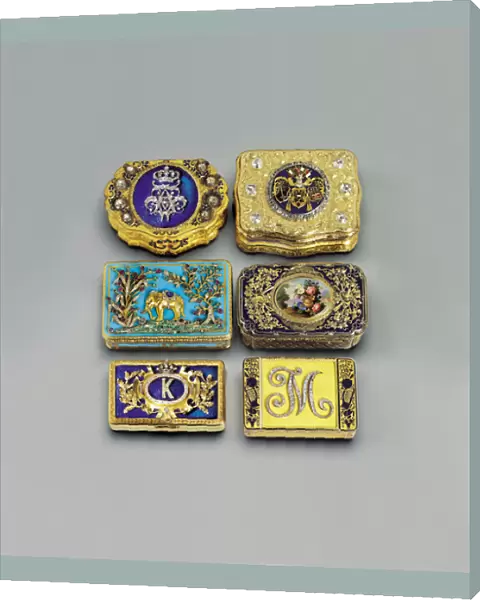 Collection of snuff boxes (enamel & silver-gilt)