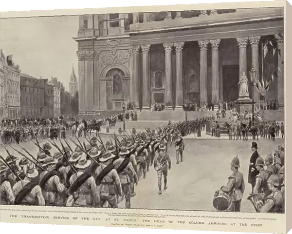 The Thanksgiving Service of the CIV at St Paul s, the Head of the Column arriving at the Steps (litho)