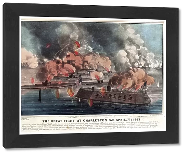 The great fight at Charleston S. C. April, 7th 1863, 1863 (colour lithograph)