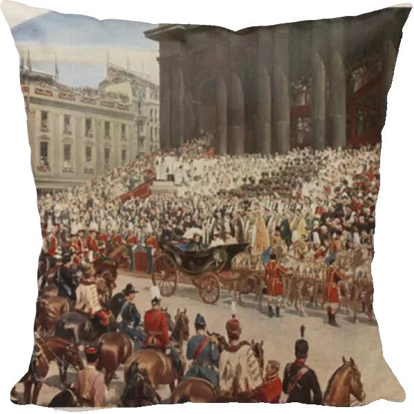 Queen Victorias Diamond Jubilee, St Pauls Cathedral, London, 22 June 1897 (colour litho)