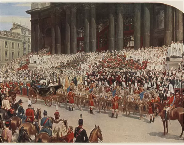 Queen Victorias Diamond Jubilee, St Pauls Cathedral, London, 22 June 1897 (colour litho)