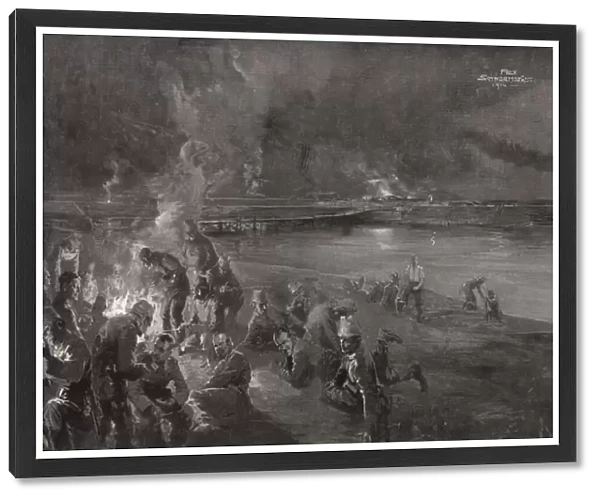 Germans on the watch at the river Ms (litho)