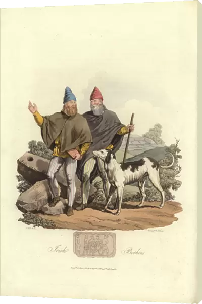 Irish Brehons (coloured engraving)