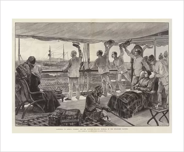 Farewell to Africa, Stanley and his Officers leaving Mombasa in the Steam-Ship Katoria (engraving)