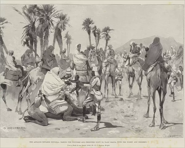 The Advance towards Dongola, taking the Wounded and Prisoners down to Wady Halfa, with the Women and Children (engraving)
