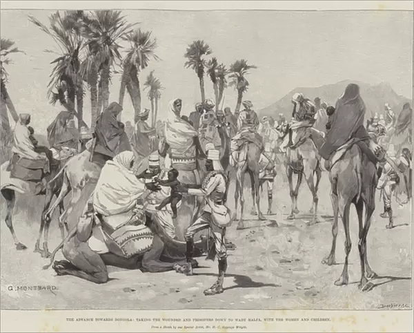 The Advance towards Dongola, taking the Wounded and Prisoners down to Wady Halfa, with the Women and Children (engraving)
