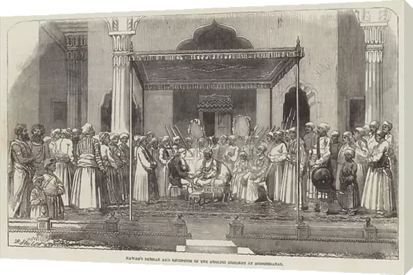 Nawabs Durbar and Reception of the English Resident at Morshedabad (engraving)