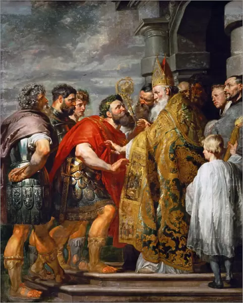 Saint Ambroise de Milan (mort en 397) et l empereur Theodose I le Grand (347-395