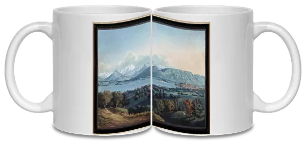 View of Geneva with Lake Leman and Mont Blanc Watercolour by Karl Hackert (1740-1800