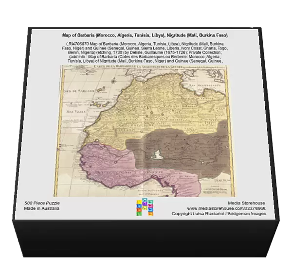 Map of Barbaria (Morocco, Algeria, Tunisia, Libya), Nigritude (Mali, Burkina Faso