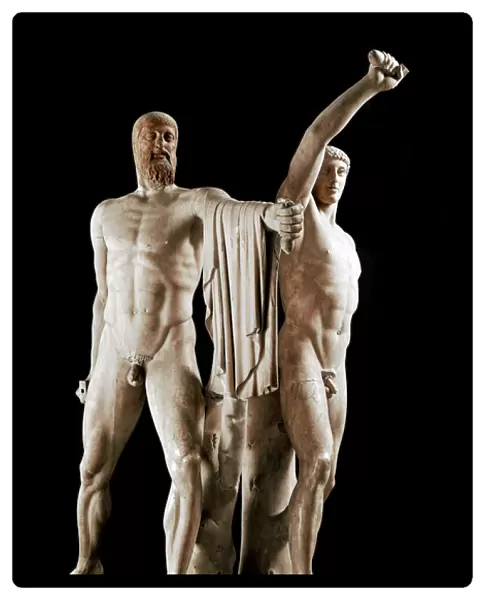 Sculpture of the tyrannoctones Harmodios and Aristogiton of Athenes (both dead in 514 BC