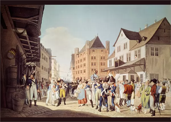 The French troops of the 24th Infantry Regiment leave Frankfurt with General Augereau