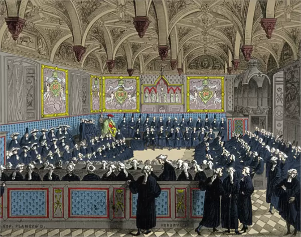 The Assembly of Parliament in 1787 in the presence of King Louis XVI, Engraving