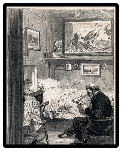 Greenwich Hospital Cabin Royal Charles Ward - 1865 engraving of a naval pensioner in his