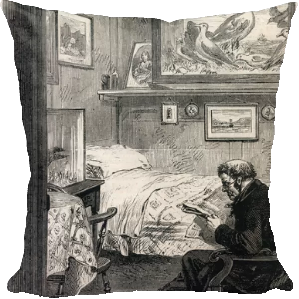 Greenwich Hospital Cabin Royal Charles Ward - 1865 engraving of a naval pensioner in his